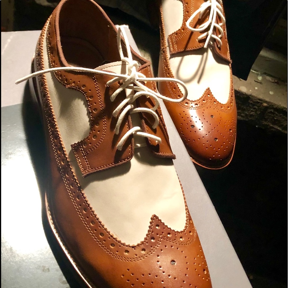 Johnson and Murphy spectators with brown and cream